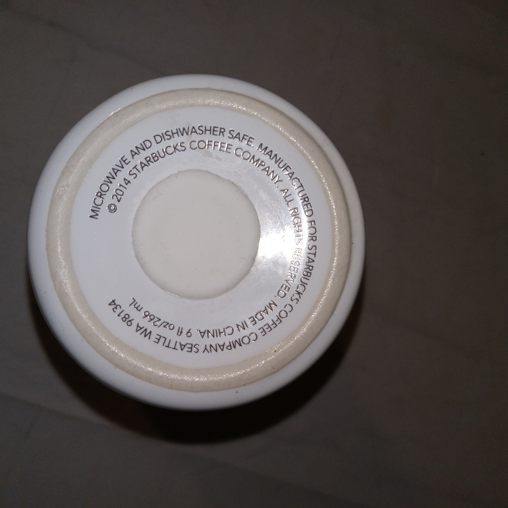 Starbucks 2014 White Ceramic Coffee Tumbler W/ Lid 9oz - Picture 3 of 5